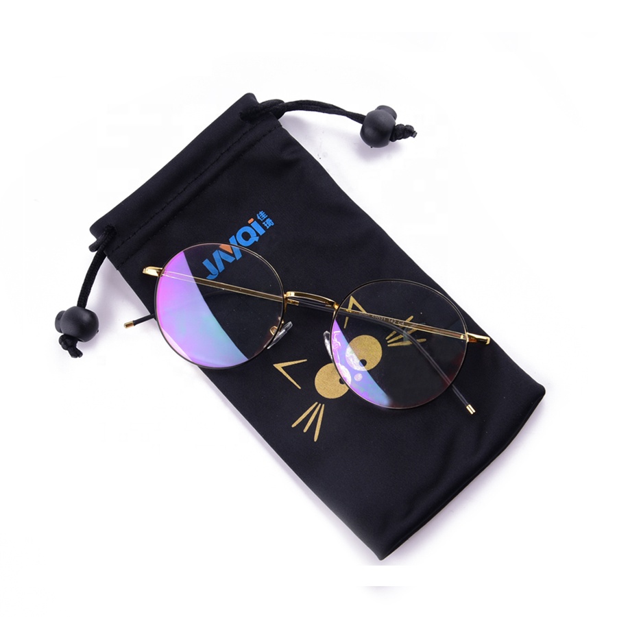 Estuche para anteojos de microfibra con cordón y estampado personalizado 